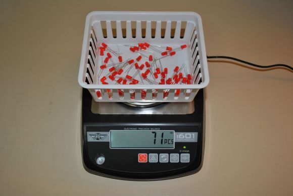 In counting mode with container full of LEDs