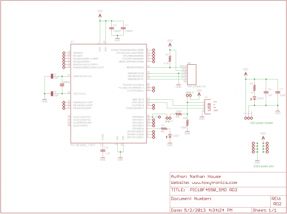 PIC18F4550 SMD RD2 Schematic